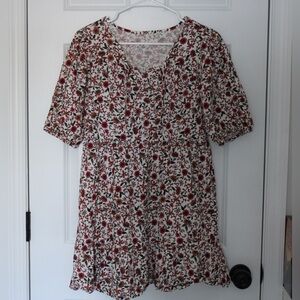 OLD NAVY Women’s Floral Half-Sleeve Tiered Mini Dress